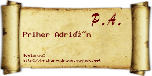 Priher Adrián névjegykártya